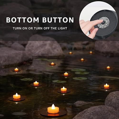 Miniatura 5 de MALUX Velas flotantes para piscina, luces solares blancas cálidas para piscina, linternas flotantes parpadeantes, IP66, impermeables, decoración de