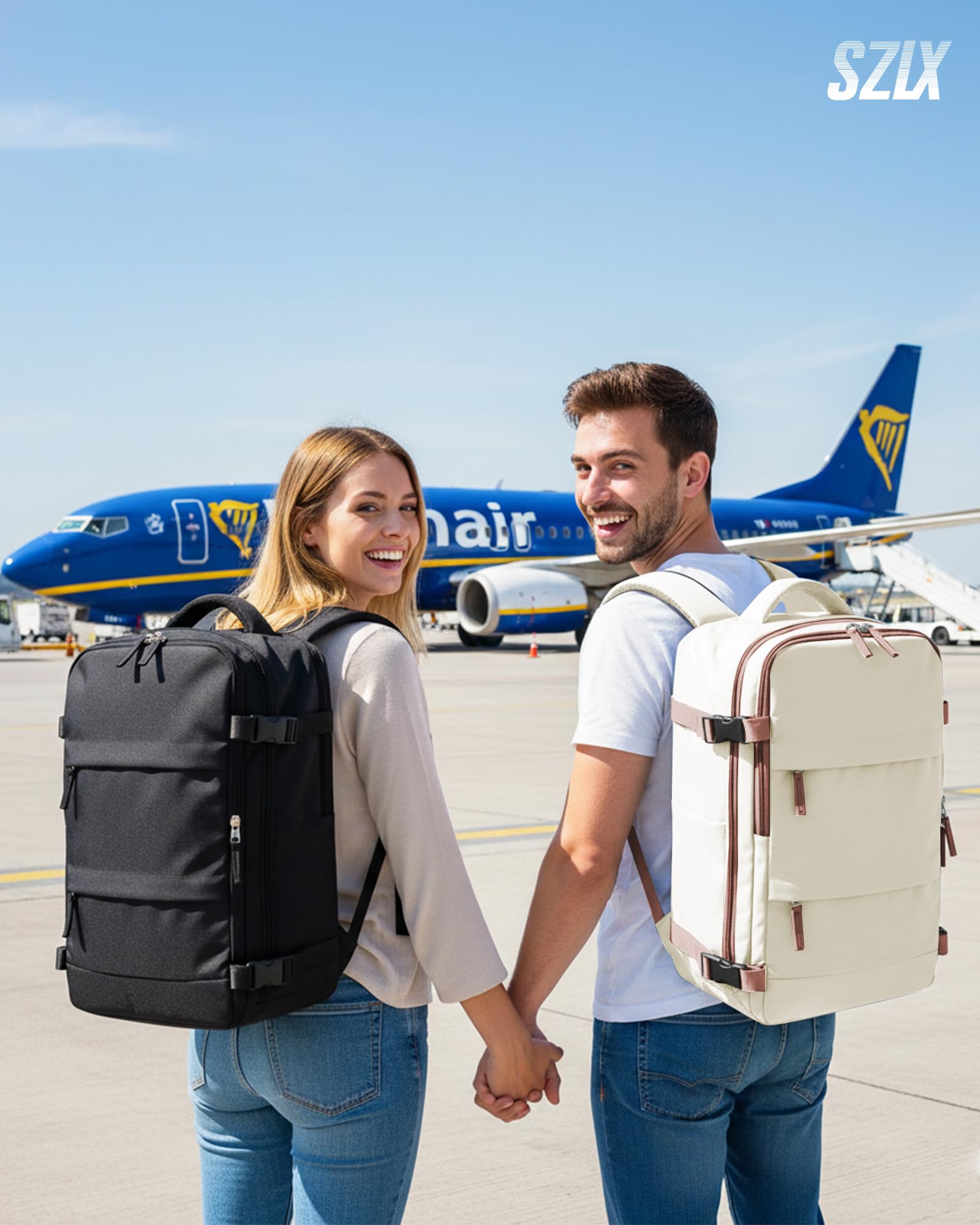 SZLX Plecak Próżniowy Bagaż Podręczny Dla Kobiet, Plecak Z Poduszką i Systemem Próżniowym Do Podróży, Plecak Podróżny Ryanair W Rozmiarze Kabinowym Z Pompką, Wodoodporna Walizka Próżniowa Dla Mężczyzn