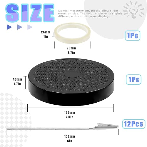 Miniatura 2 de Glarks Base de soporte de pintura modelo de rotación de 360 grados con 12 varillas de clip de cocodrilo y 1 paquete de cinta aislante transparente