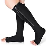 Ailaka Medical Compression Socks with Zipper, Knee High 15-20 mmHg Compression Socks for Women Men, Open Toe Support Socks for Varicose Veins, Edema, Recovery, Pregnant, Nurse