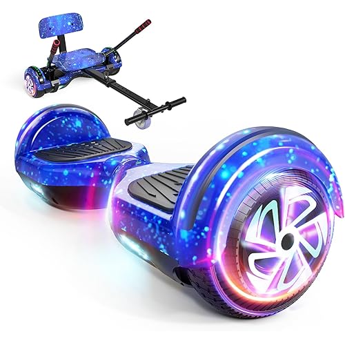 LIEAGLE Scooter Seat Attachment, Adjustable Frame Length Scooter Go Kart Combo, Self Balancing Scooter with Bluetooth Speaker, LED Wheel Lights for Kids Teenagers Adults