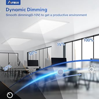 Amico 24 Pack 2x4 LED Flat Panel Light Fixture, 6250 LM, 4000K/5000K/6500K, 30W/40W/50W, Dimmable 0-10V, LED Drop Ceiling Lights for Office Commercial Use, Dustproof ETL Listed, FCC, DLC