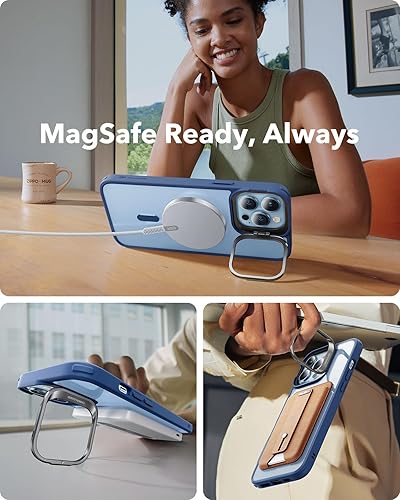 Vista 105 de ESR - Funda para iPhone 15 compatible con MagSafe, funda protectora de grado militar con soporte integrado, cubierta trasera resistente a
