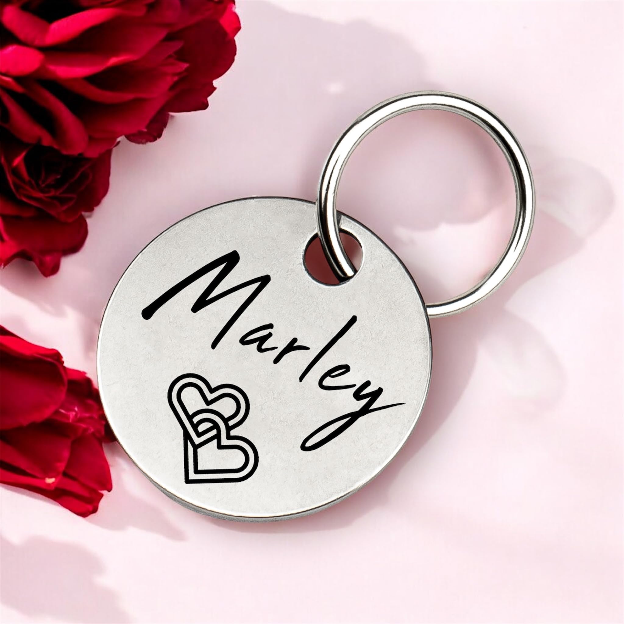 Médaille d’identification personnalisée pour chien en acier inoxydable avec gravure du nom, numéro de téléphone, adresse et date – médaille robuste pour chien – pour Noël et anniversaire