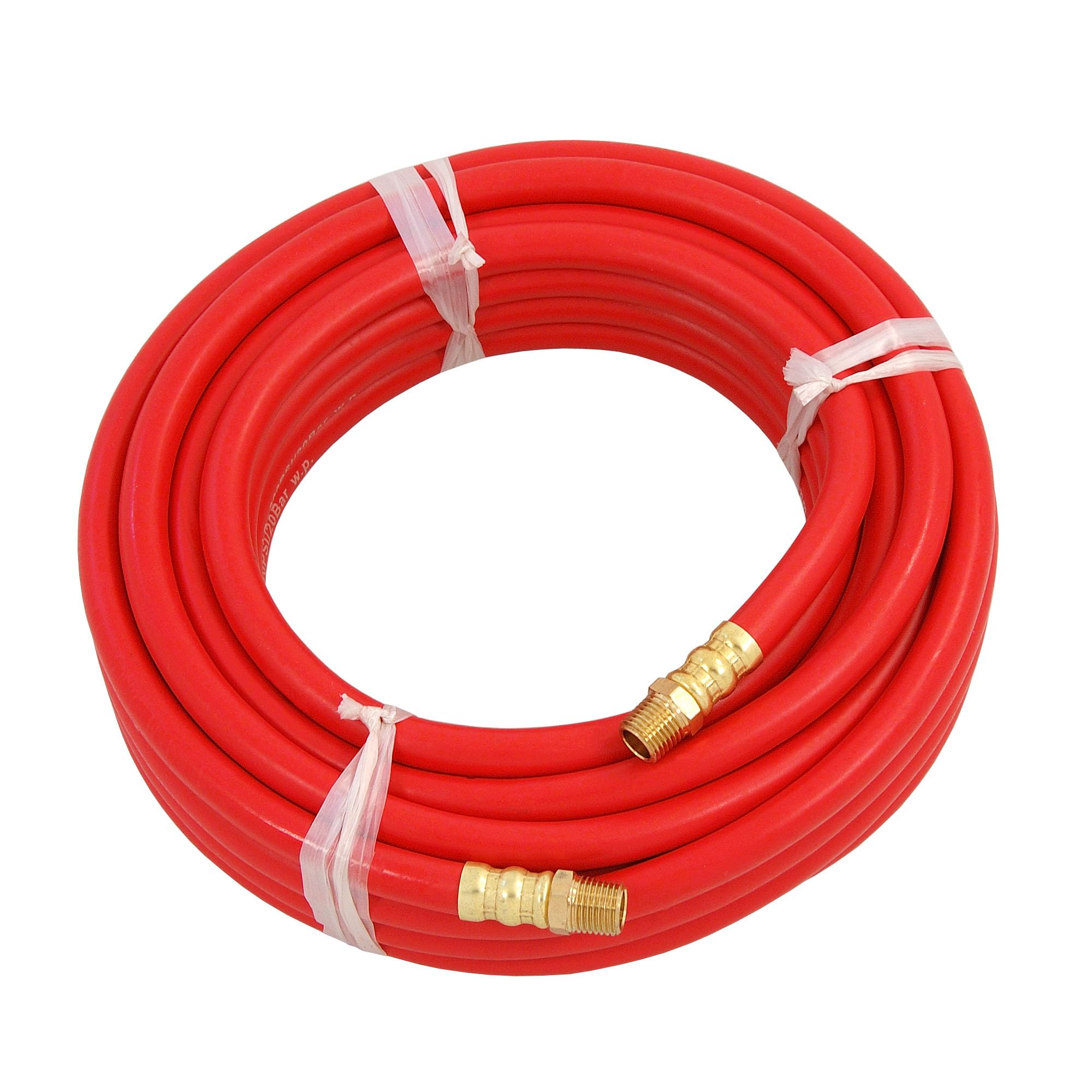Neilsen CT1909 1/4in. x 30ft Rubber Air Hose - Flexible and Pliable, 1/4in. BSP Brass Fittings, 300 PSI Working Pressure, 900 PSI Burst Pressure