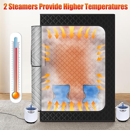 Miniatura 2 de Sauna para 2 personas, caja de sauna extragrande, tienda de campaña portátil para sauna de vapor con 2 vapores, 2 sillas plegables, 71 x 49 x 36