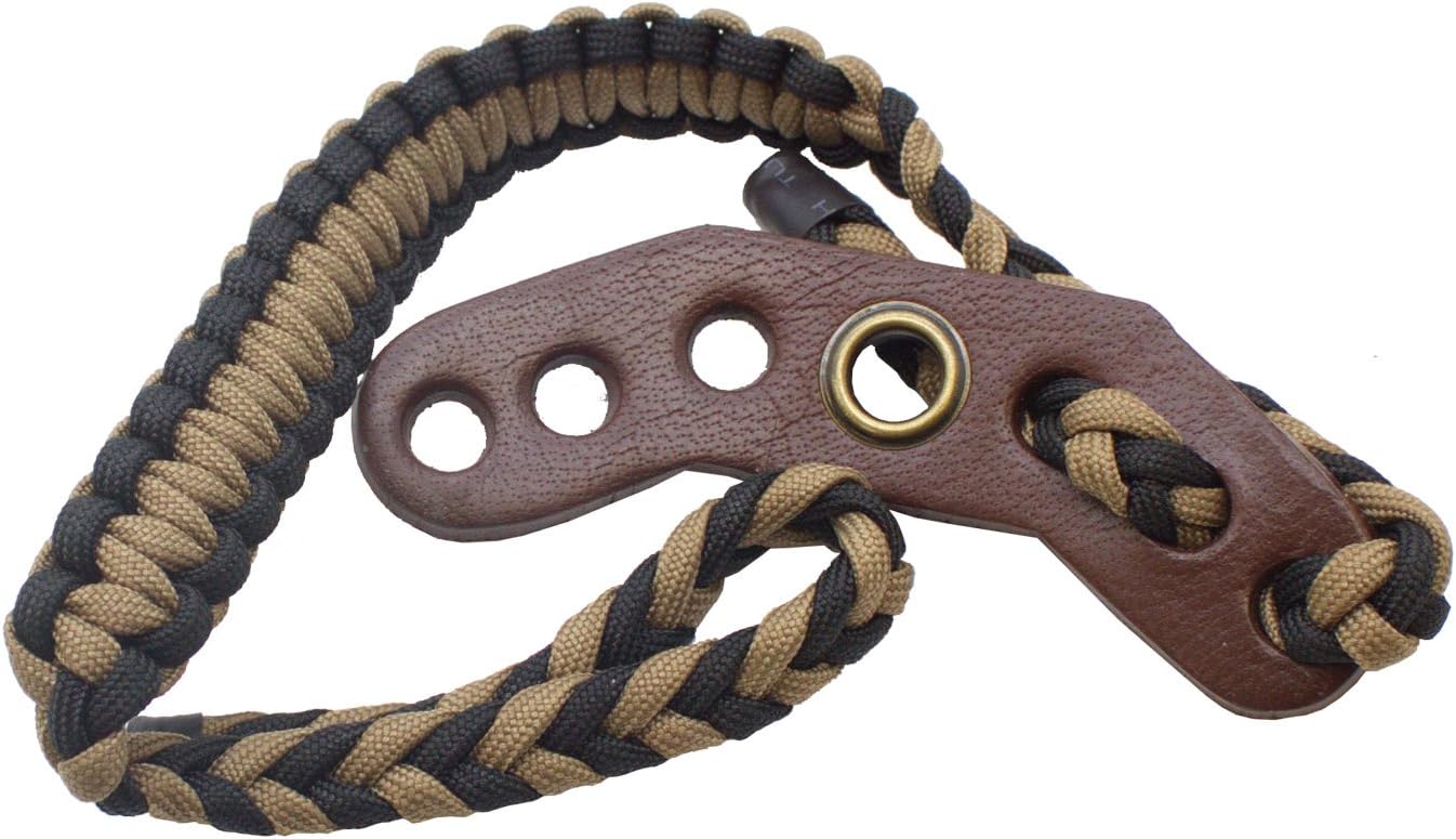 SAS Southland Archery Supply Wrist Braided Compound Bow Sling with Leather Mount Strap On Hand Archery