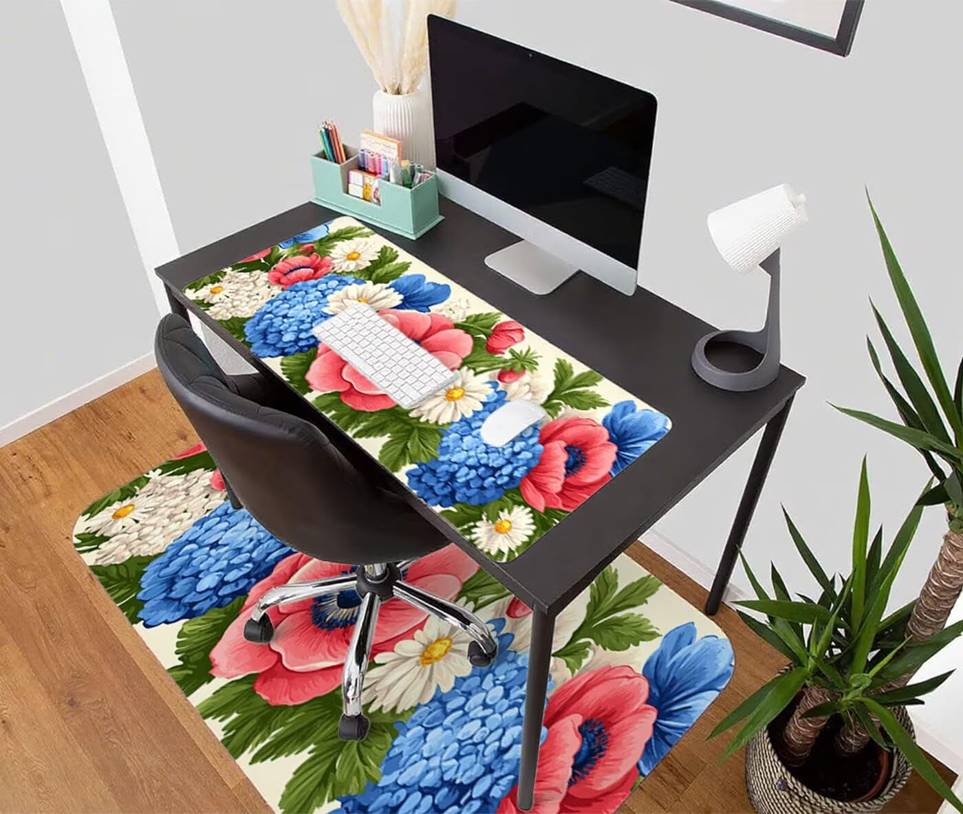 Podkładka pod mysz XXL 1200 x 600 mm duża podkładka pod mysz dla graczy kolor pod ręką biurko szyte krawędzie wodoodporna antypoślizgowa do komputera, laptopa poprawia precyzję i szybkość, kwiat S