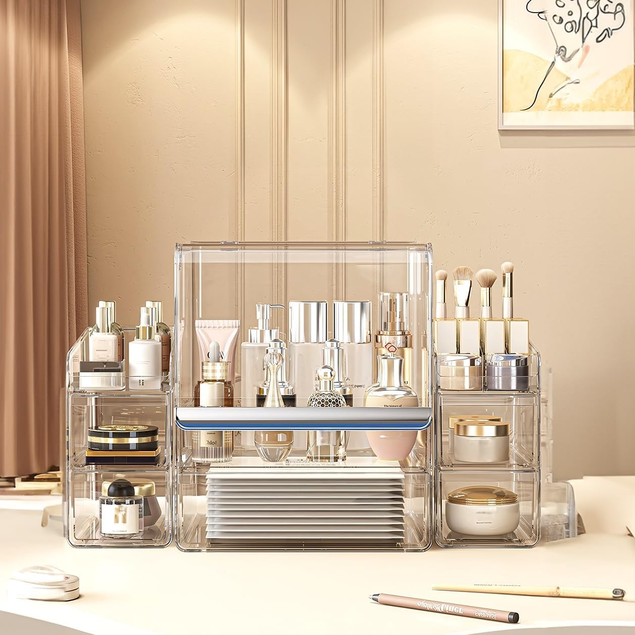 Large Capacity Makeup Organizer with Drawers, Countertop Organizer Perfect Storage For Beauty Products (20-In)