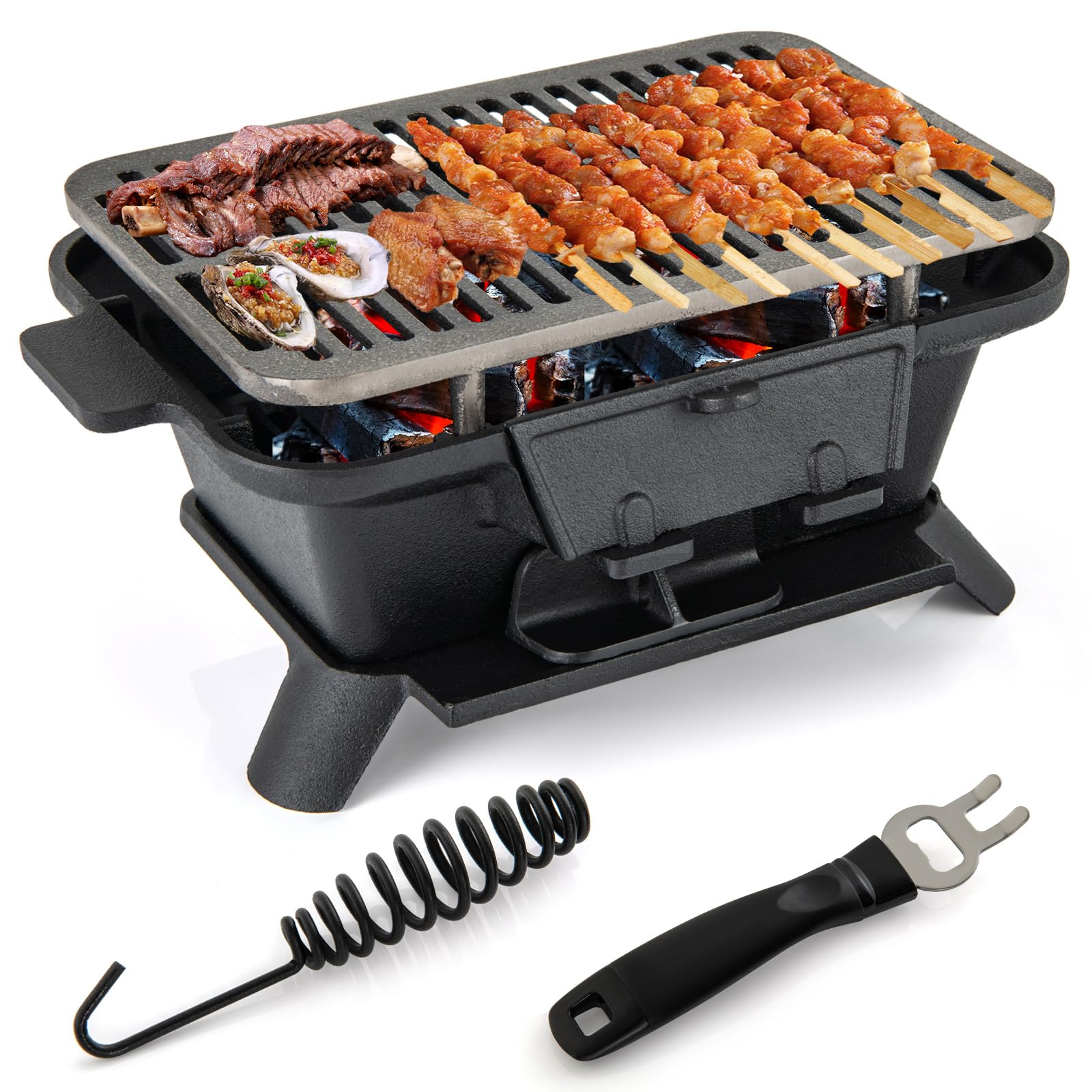 Barbecue Hibachi en fonte – Barbecue à charbon portable pour