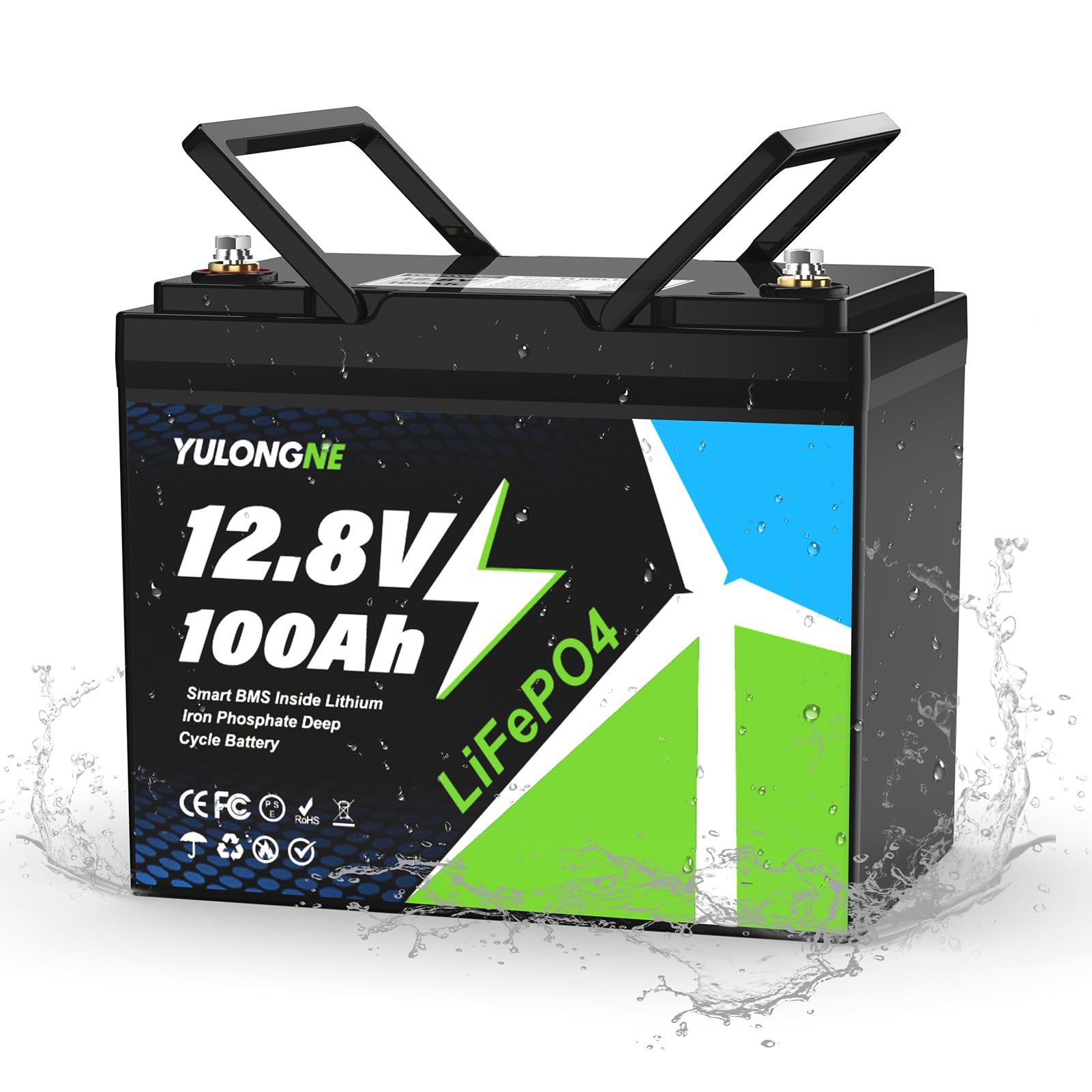 Batería de litio LiFePO4 de 12 V y 100 Ah con BMS de 100 A, protección contra bajas temperaturas y un máximo de 15 000 ciclos; batería de 1280 Wh, caravanas, embarcaciones y sistemas solares