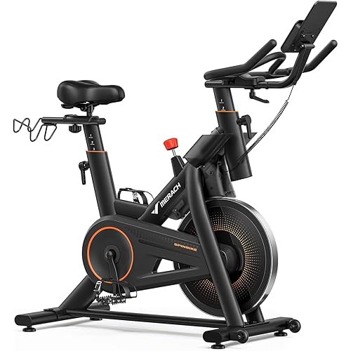 Merach Exercise Bike with Incline & Decline, Stationary Bike for Home Gym Fitness, Automated Magnetic Resistance, Indoor Workout Bike with Self-Developed App, 350 lbs Weight Capacity & 40 lbs Flywheel