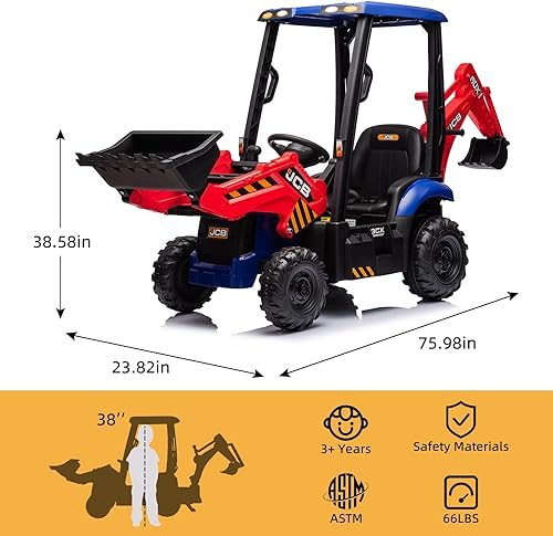 Miniatura 2 de Excavadora JCB de 12 V con control remoto, automóvil eléctrico para niños de 3 a 8 años con tractor, excavadora, brazo de excavación, automóvil con