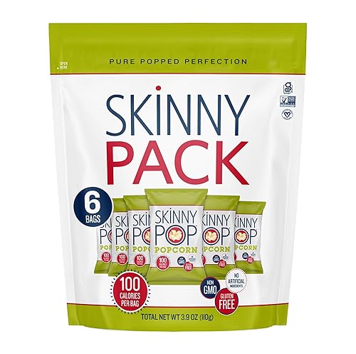 SkinnyPop Popped Popcorn palomitas de maíz 100 bolsas de calorías veganas sin gluten sin OMG 065 oz bolsas individuales tamaño bocadillo paquete de 6