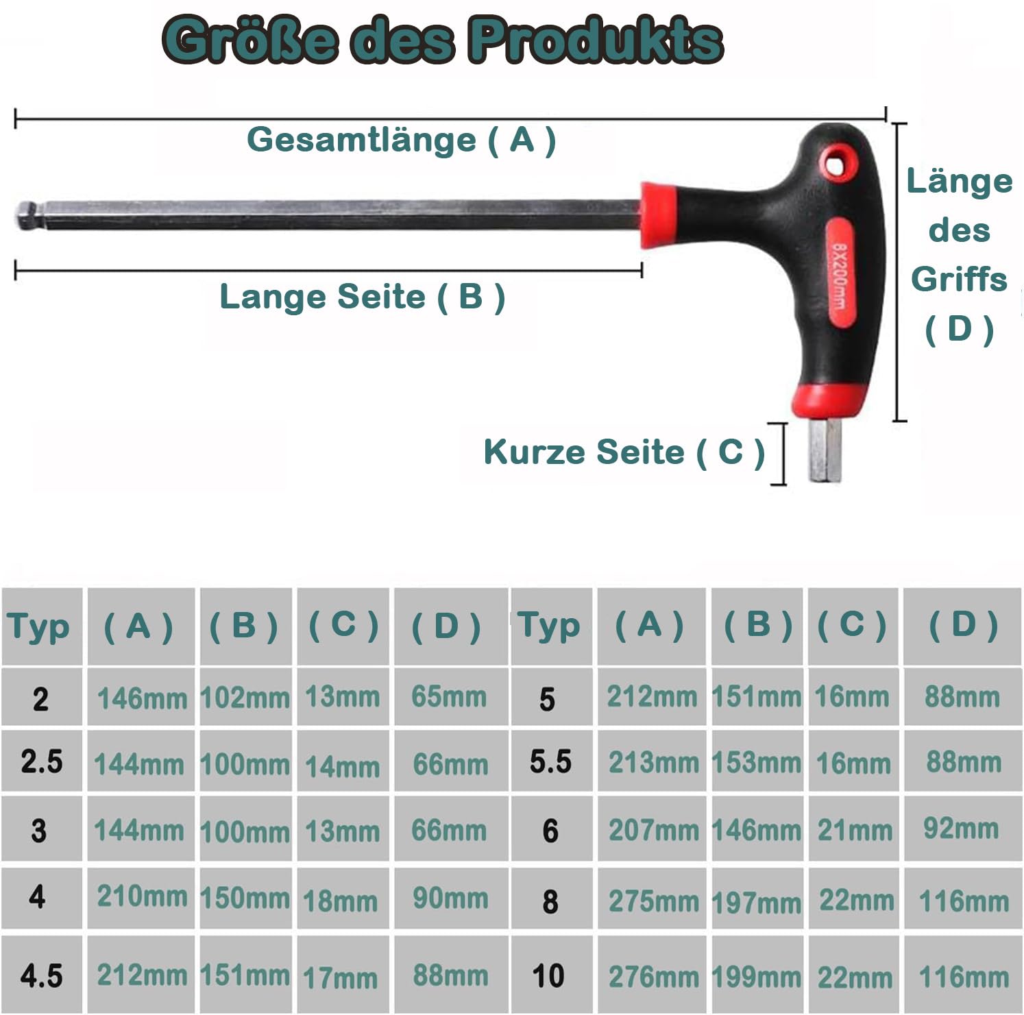Lot de 19 clés à poignée en T - Clé hexagonale et Torx avec poignées transversales, clés Allen TRX, robustes et polyvalentes