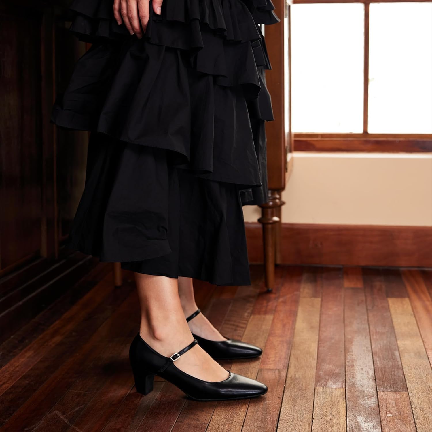 C.Paravano Women's Pumps | Chunky Heels for Women | Closed Round Toe Shoes | Low Heel Dress Shoes - Image 3