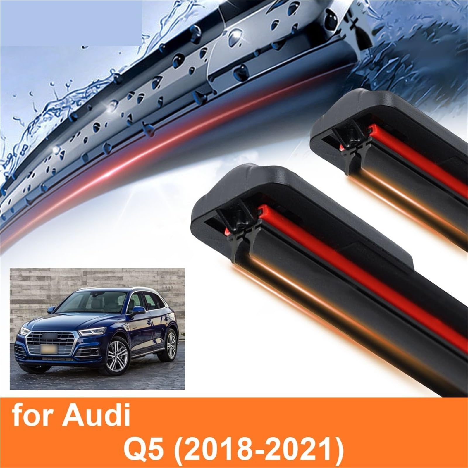 Dysza spryskiwacza przedniej szyby Pasuje do Audi Q5 2018 2019 2020 2021. Podwójne gumowe wycieraczki samochodowe bezramkowe i bez uchwytu