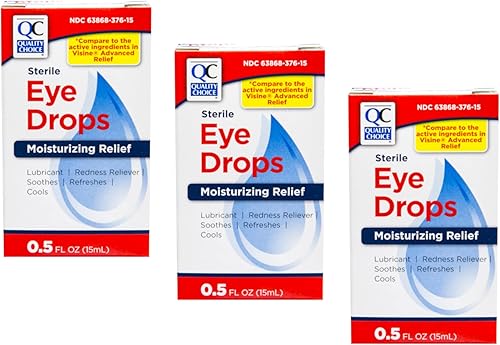 Quality Choice Gotas lubricantes estériles para los ojos para alivio hidratante 05 onzas líquidas paquete de 3
