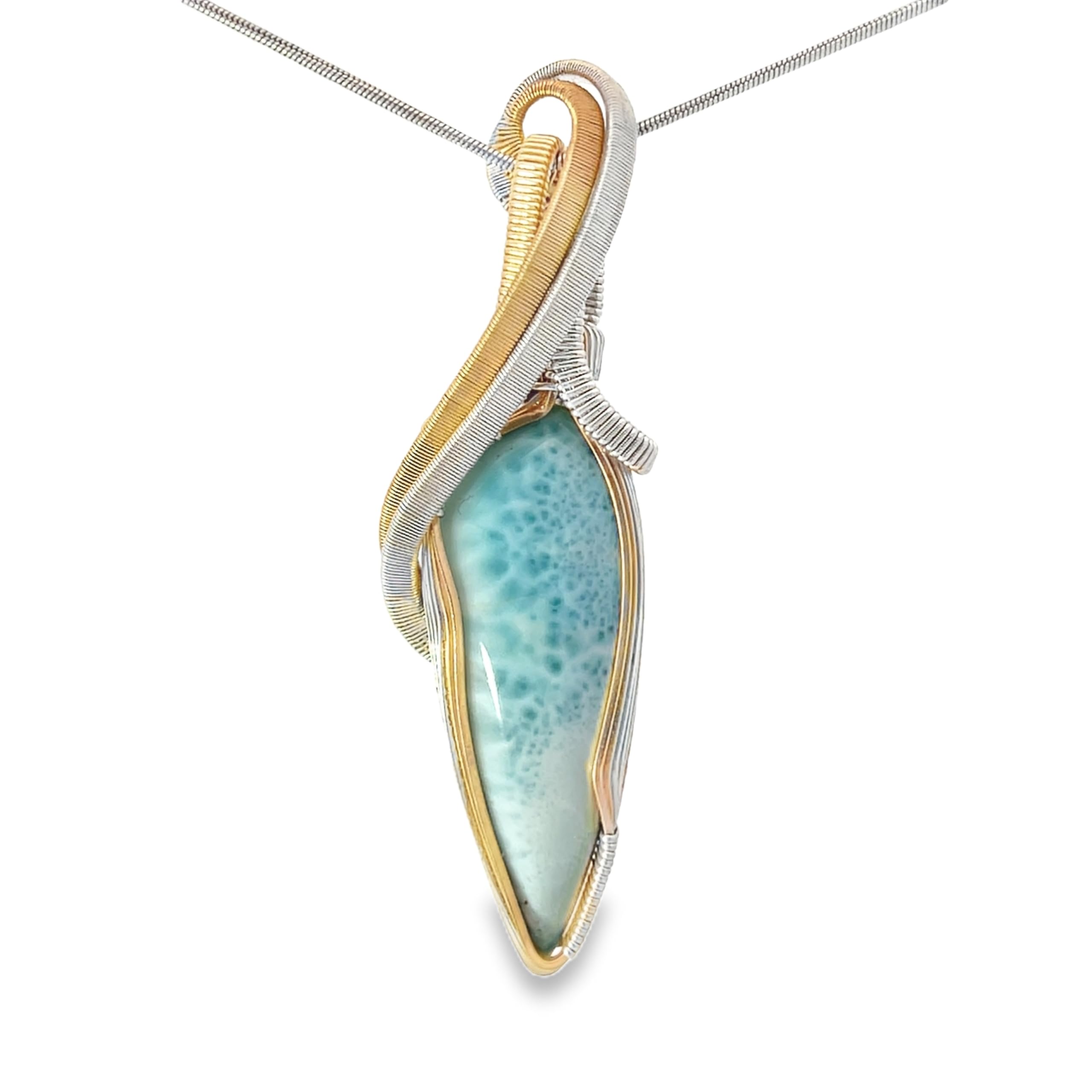 Larimar Stone Pendant Necklace (22")