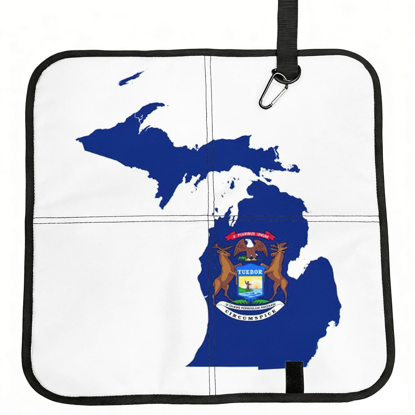 UVBDF Michigan State Flag Map Print Outdoor Sitting Cushion Folding Seat Pad Compact Portable Picnic Bench Cushion Mat