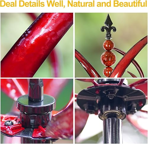 Miniatura 3 de LimeHill Molinillo de viento para jardín y patio, esculturas de viento cinéticas de metal grandes para decoración al aire libre (91 pulgadas, loto