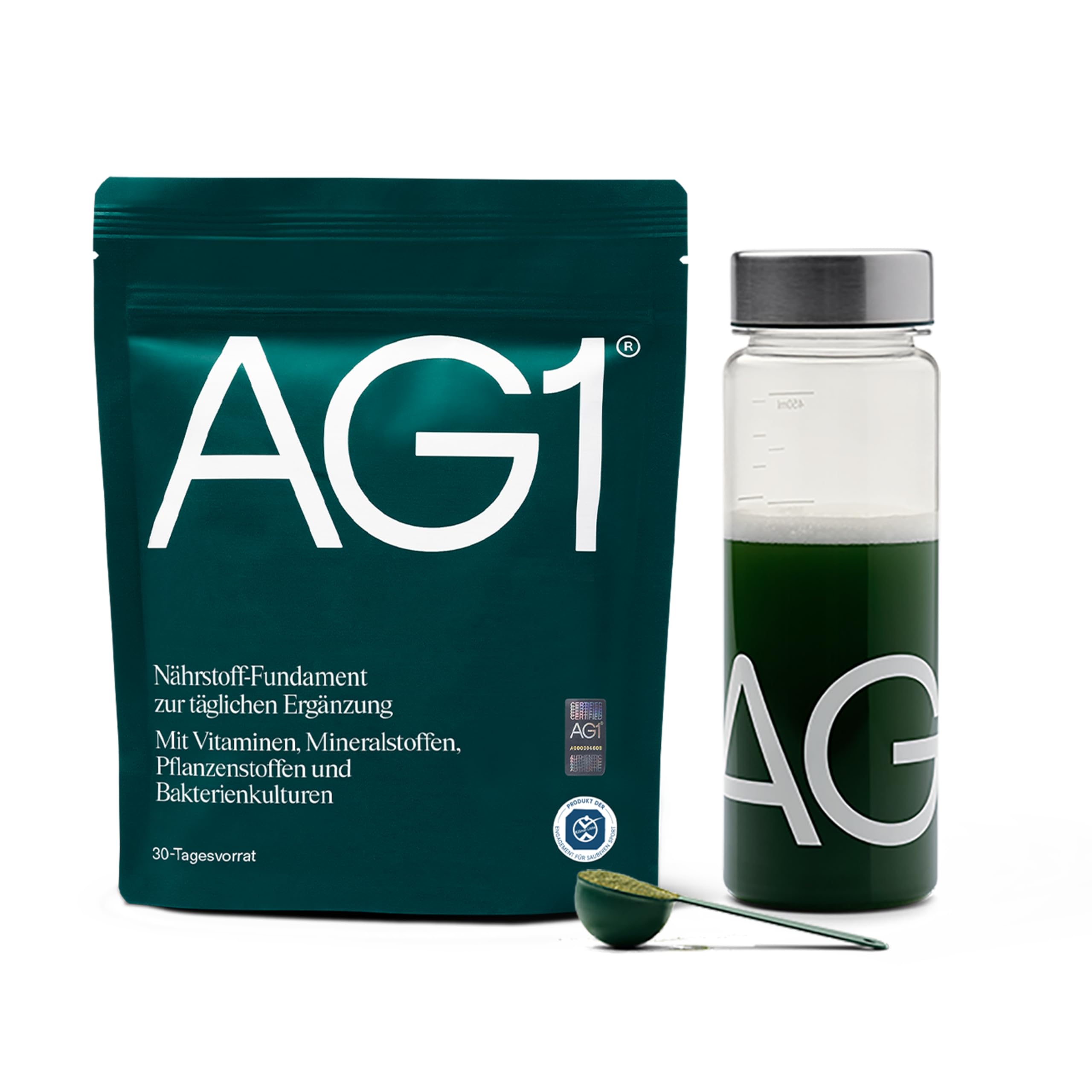 AG1 Greenspulver Nahrungsergänzungsmittel | Dein täglicher Nährstoff-Boost: Vitamine, Mineralstoffe, Darmbakterien | Glutenfrei, Vegan & Keto | 70+ Inhaltsstoffe von AG1 Athletic Greens