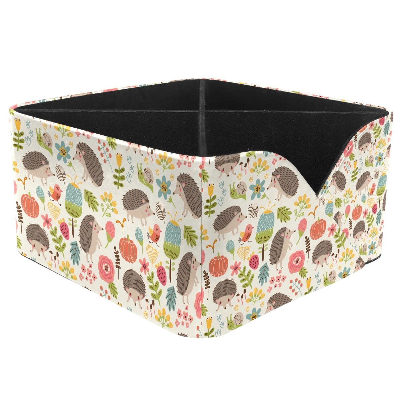 KengjuTesu Hedgehog Pattern Desktop Organizer Pen Holder, Rectangular Pencil Cup for Office, Study and Makeup Stations