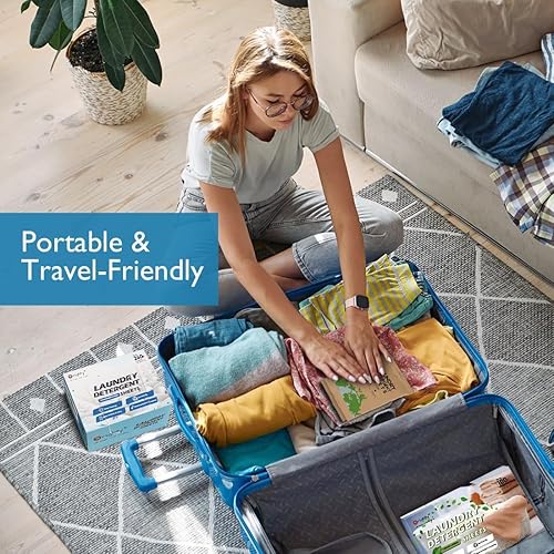 Miniatura 12 de ORIGHTY Hojas de detergente para ropa sucia, (120 cargas), 60 hojas de tiras de detergente para ropa sin fragancia, láminas de detergentes