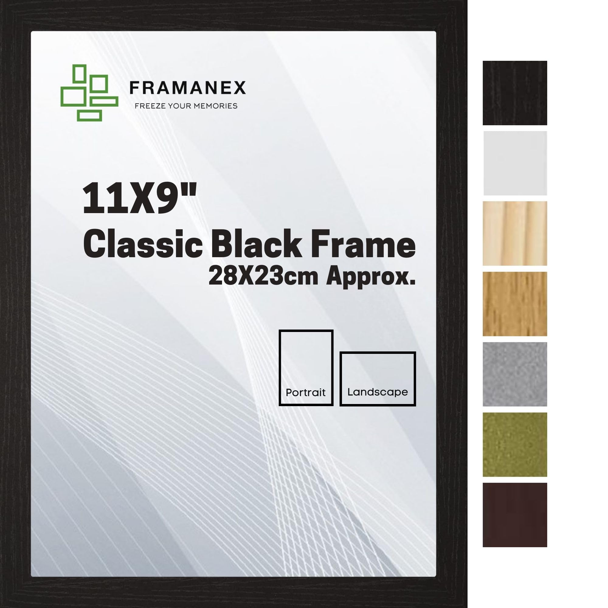 FRAMANEX Modern Dome Shape Frames | Black Colour 11X9 Picture Photo Poster Frames | 9X11 Inch Rectangle Picture Frame | Beautify Your Walls with SD Mold Wood Finish Photo Frame