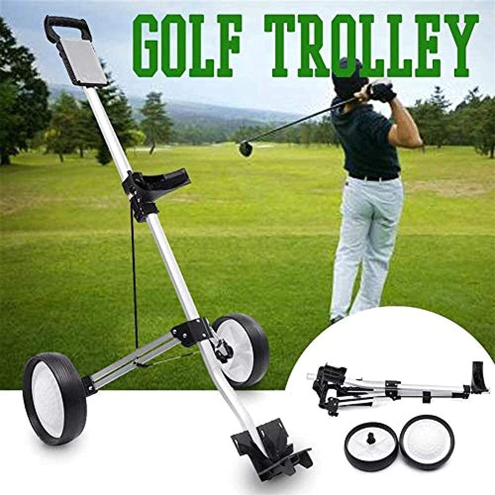 Golf Push Cart Carrelli da Golf Carrello da Golf Push Pull a 2 Ruote| Golf Pieghevole per Mazze da Golf e Golf Cart per Sport all'Aria Aperta