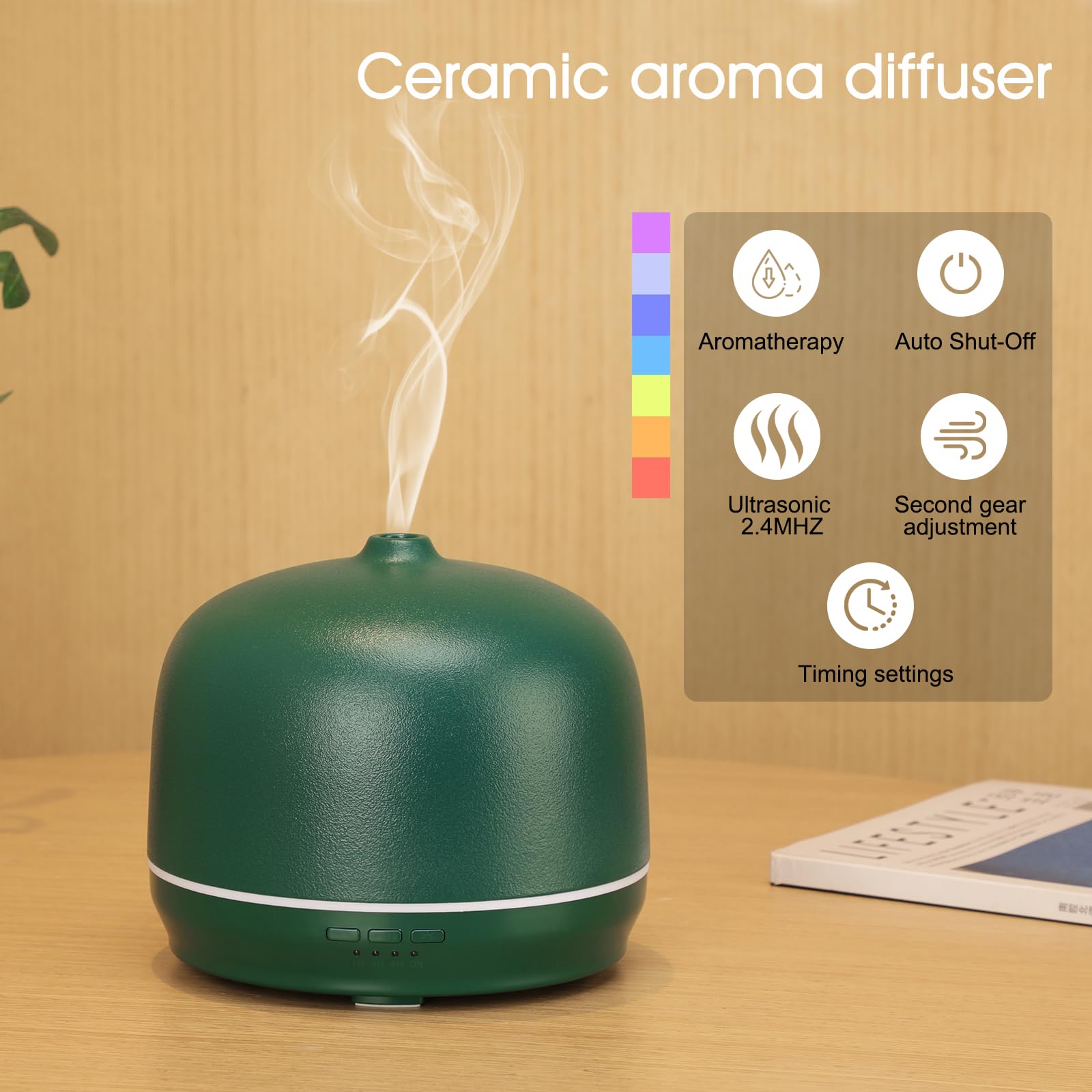 Diffusore di oli essenziali in ceramica per la casa, grande stanza, 500 ml, diffusore d'aria per aromaterapia, diffusore d'aria per camera da letto, dissipatore di aromi ad ultrasuoni con