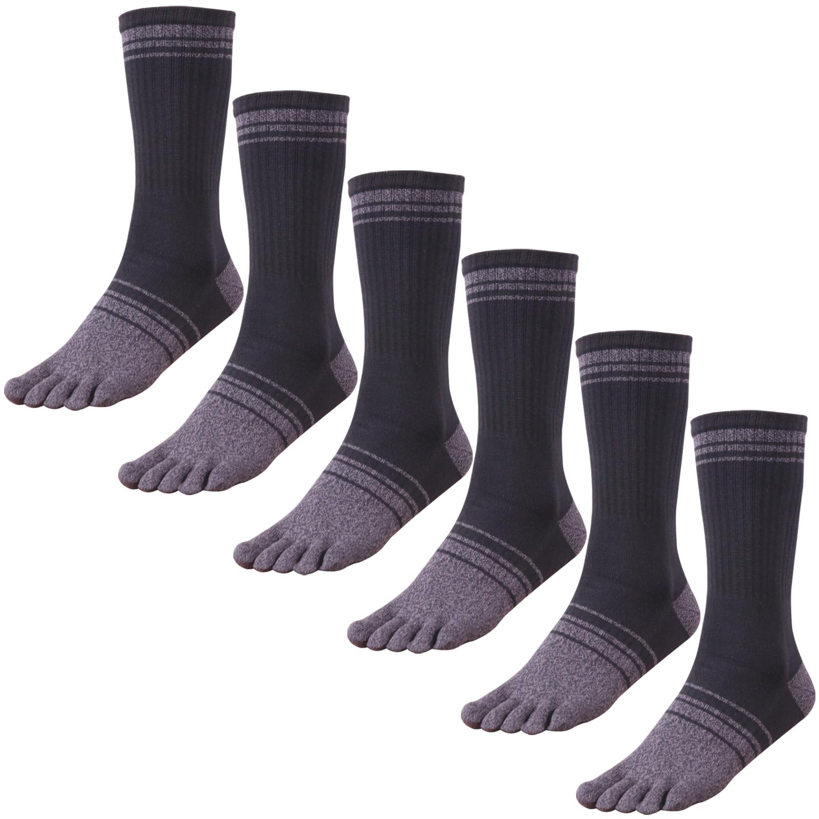 Lot de 6 paires de chaussettes à orteils en coton pour homme