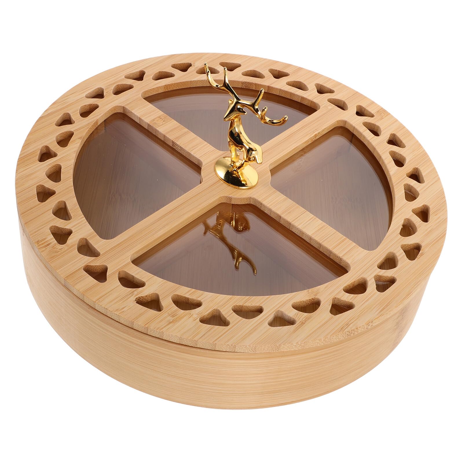 Ciieeo Boîte de Rangement avec Couvercle Plateau Rond à Fruits avec Compartiments Boîte à Apéritifs pour Noix et Fruits Secs