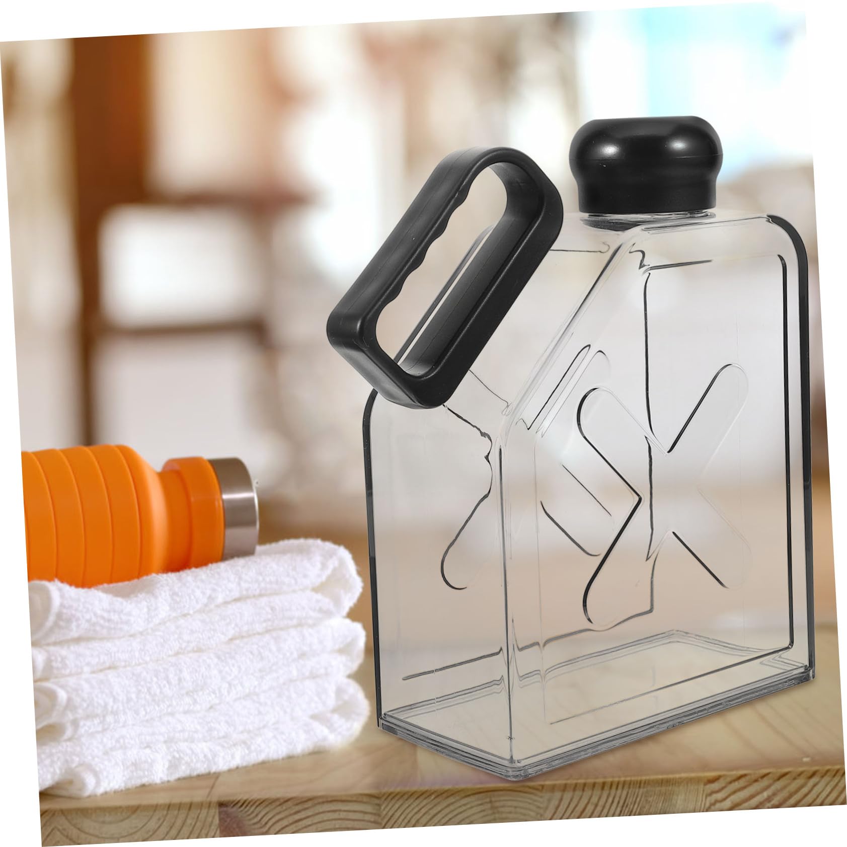 Hemobllo Borraccia sportiva portatile sport acquatici infrangibile bottiglia d'acqua Piatto bollitore per acqua piatta bollitore all'aperto plastica Black Riutilizzabile