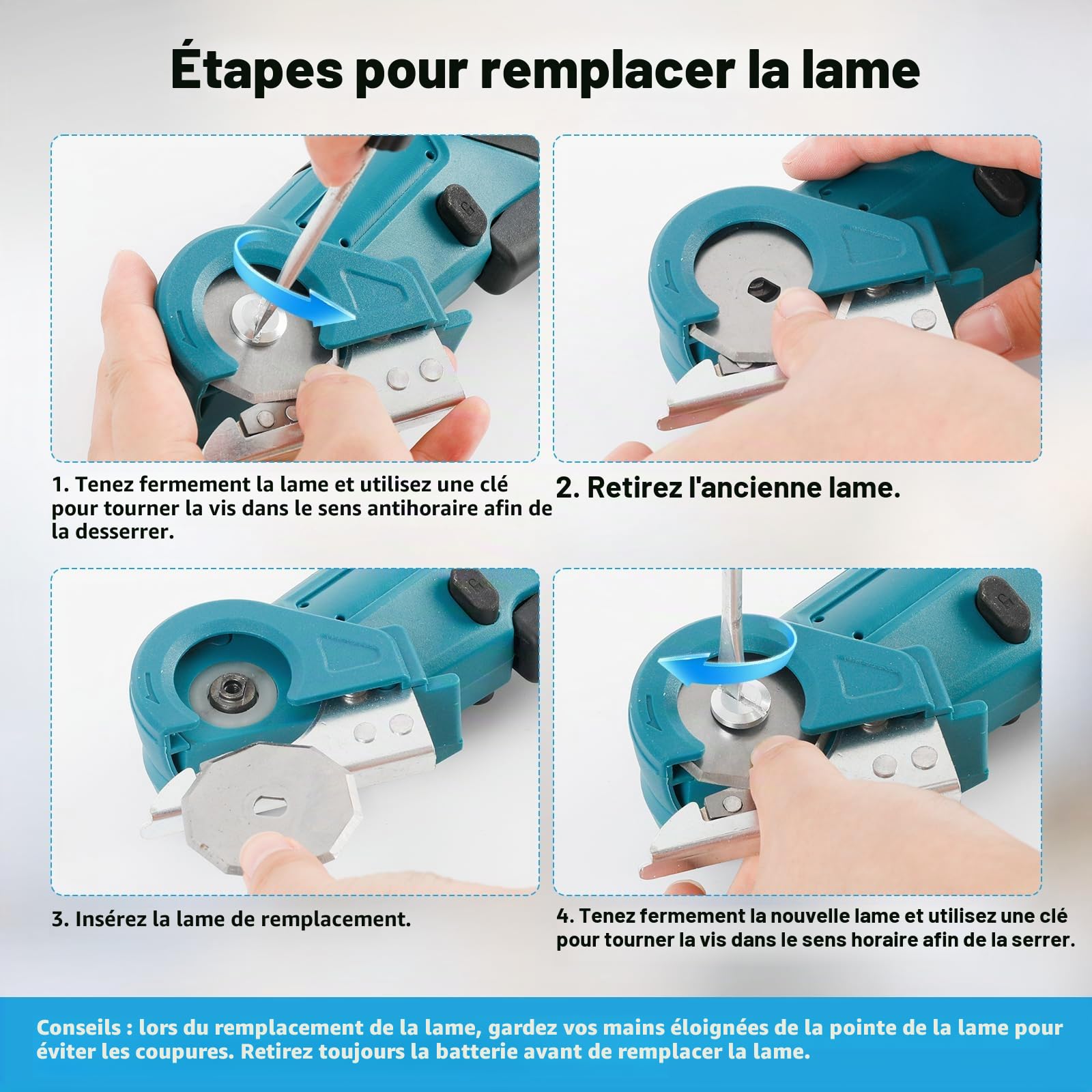 Coupe-carton électrique pour Makita 18 V, ciseaux à tissu sans balais avec 3 lames, verrouillage de sécurité, coupe-rouleau à batterie portable pour tapis, cuir, films plastiques, aluminium