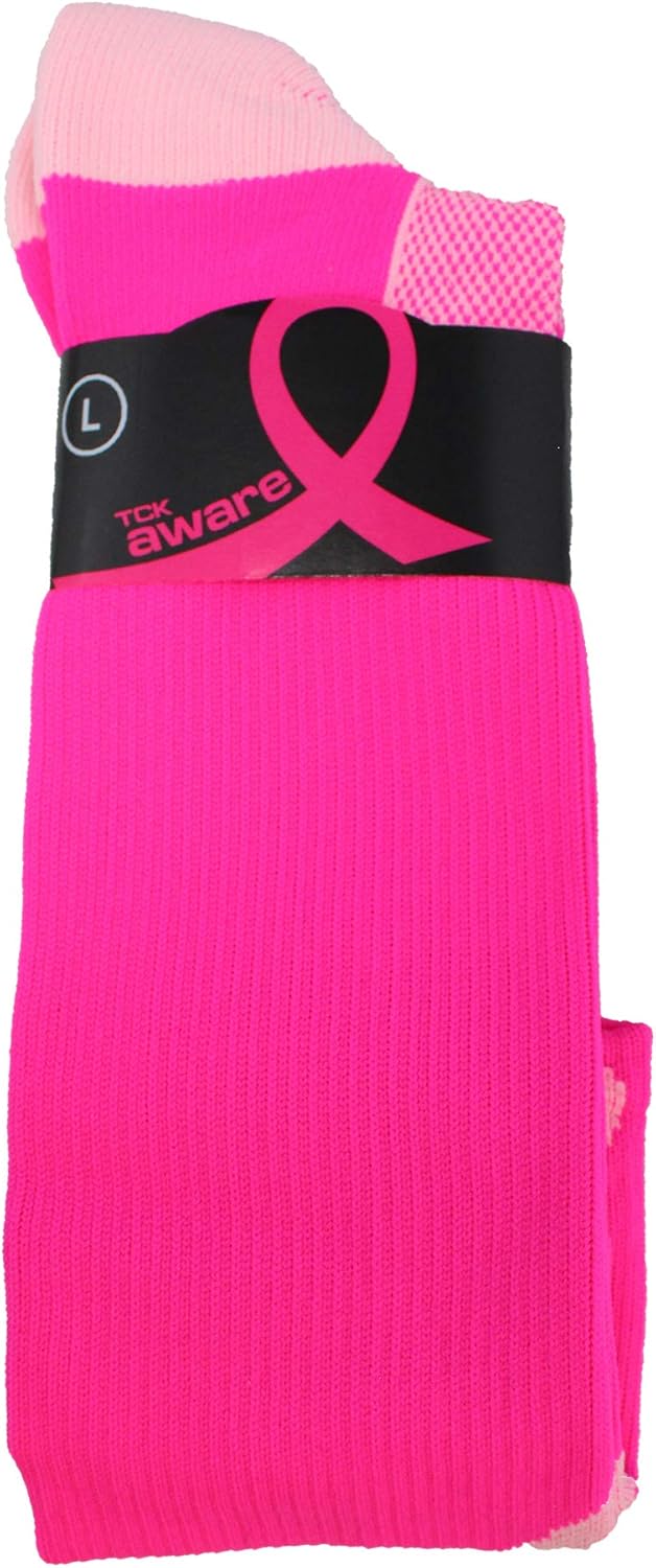 Pink Ribbon Breast Cancer Awareness Socks for Softball Baseball Football for Boys Girls Youth and Adult Over the Calf - Image 3