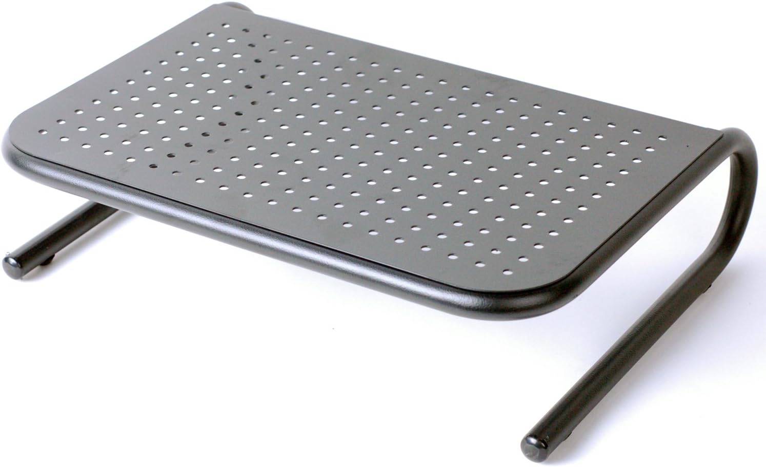 Office Square Monitor and Laptop Stand (Black), Monitor Riser, Compact Metal Desktop Shelf, Ergonomic Design
