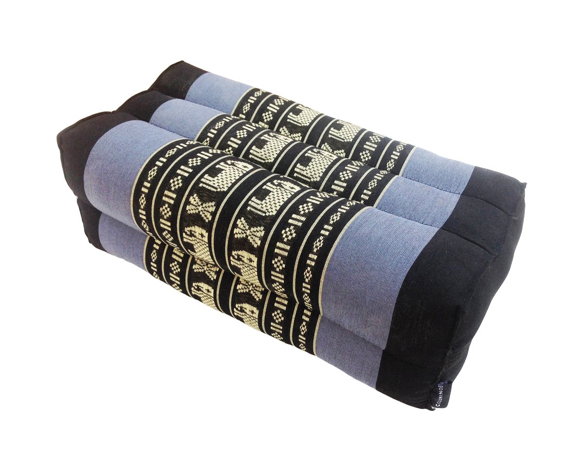 Traditional Thai Kapok Yoga Support Block Cushion Meditation Pillow size 35 x 15cm (Light Blue, Navy)