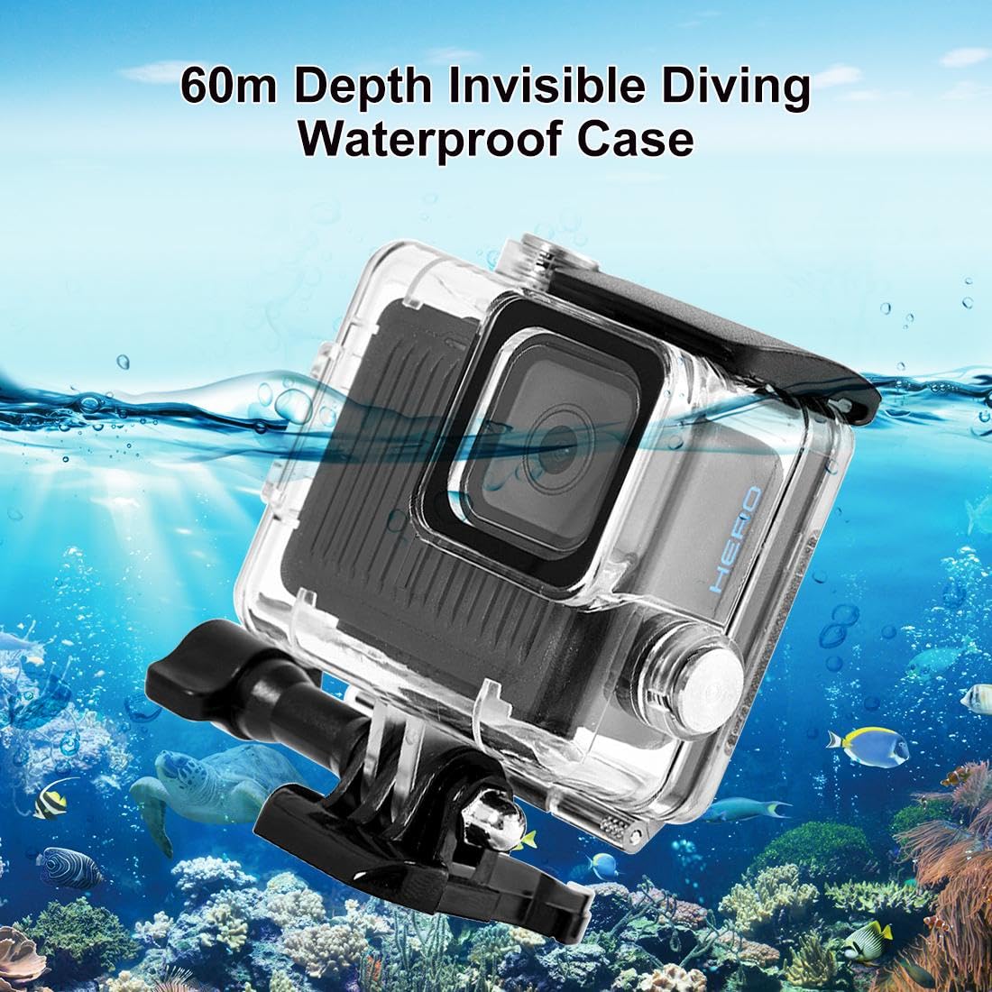 Custodia impermeabile Go Pro HERO, custodia protettiva per immersioni PULUZ 60 m, con fibbia, supporto base e vite HERO 4K versione 2024