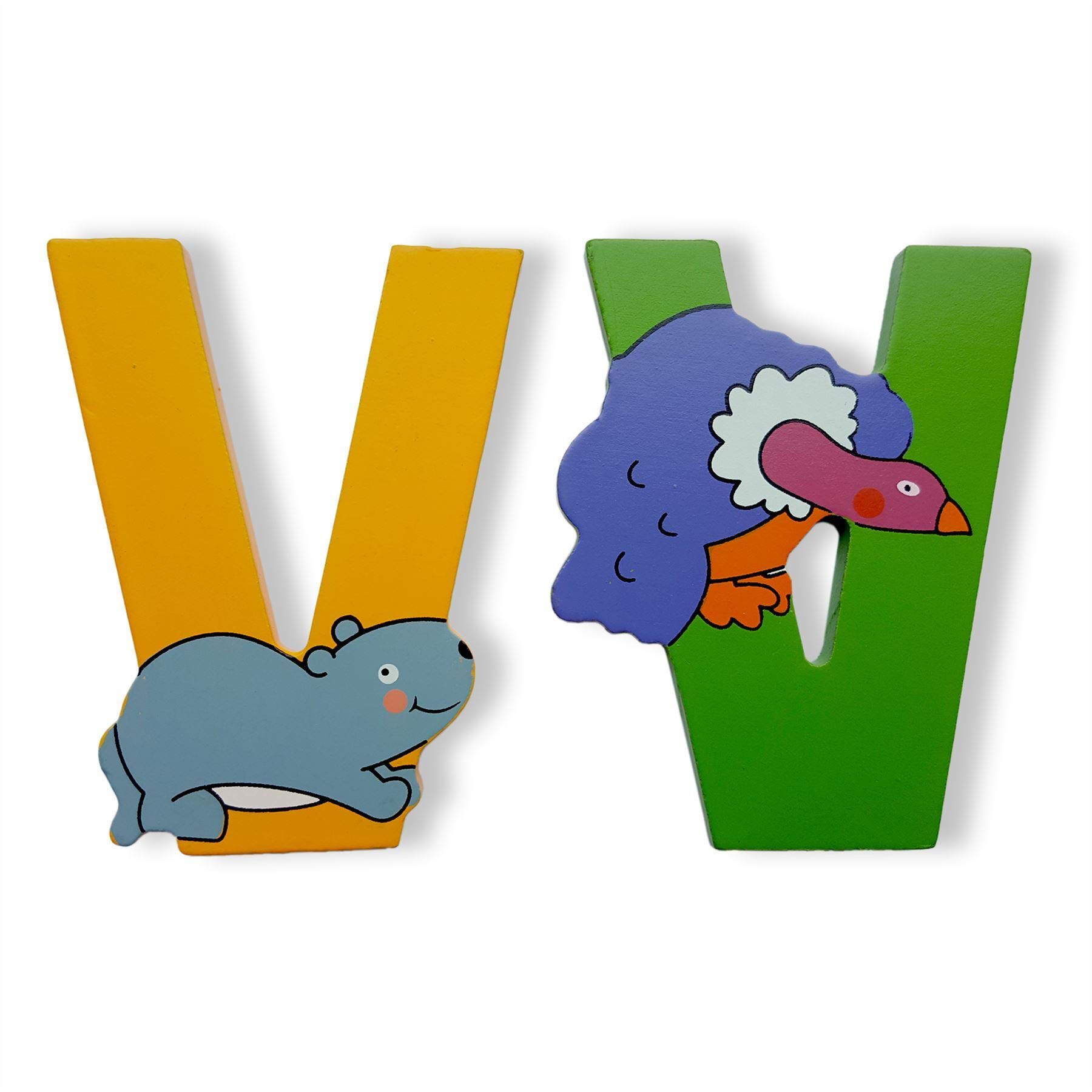 Vinsani® Wooden Jungle Animal Alphabet Letters Personalised Bedroom Wall Door Name (V)