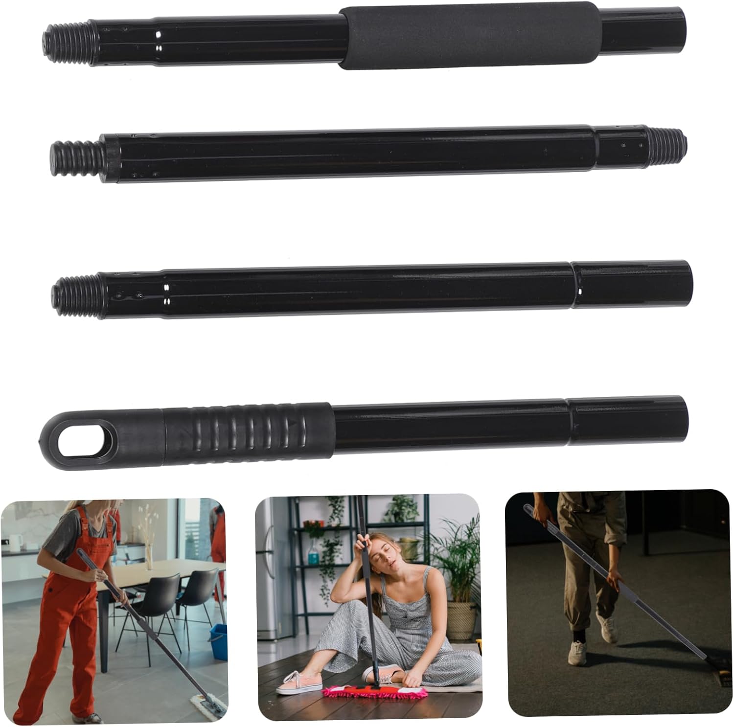 Threaded Mop Replacement Handle Metal Pole for Floor Cleaning Compatible with Multiple Mop Heads Easy Assembly and Disassembly Household and Commercial