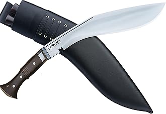Gurkha Authentic Hand-Hammered Kukri Knife 11 IN Fixed Blade World War II Historic Khukuri Kukri Full Tang with 2 Small Knives & Leather Sheath Hand Forged By Local Cast Blaksmith In Nepal