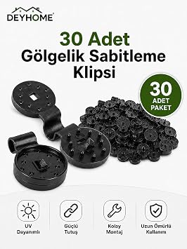 Gölgelik Sabitleme Klipsi UV Dayanımlı – Sera, Bahçe Filesi, Gölgelik Tente ve Tarım Ağı Sabitleyici Klips Siyah (50)