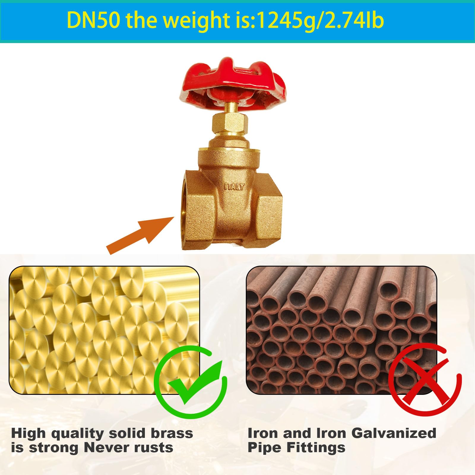Brassgatevalve-DN50
