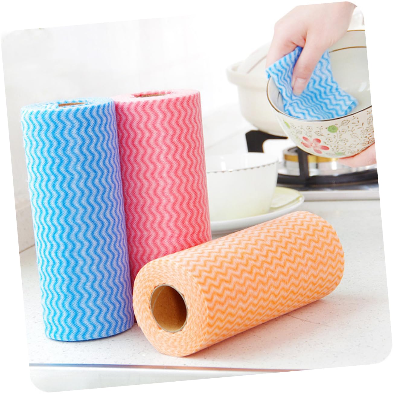 Rollos De Toallitas De Cocina No Tejidas Reutilizables - 50 Paños 20x25 Cm, Ideales Para Limpiar Sin Dejar Pelusas