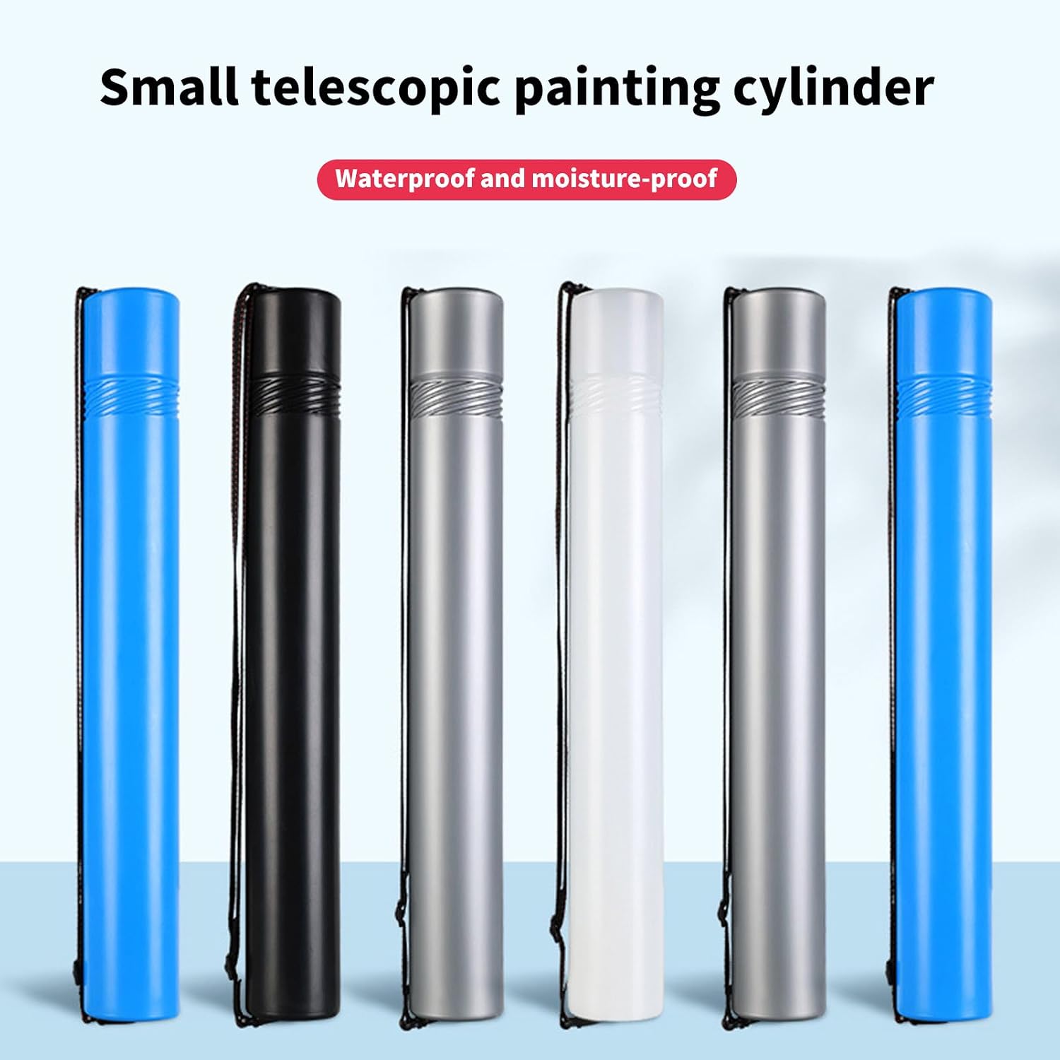 Telescopic Document Storage Tube, Telescoping Poster Tube Extendable Poster Tube with Strap, Telescoping Art Transport Tube for Document Poster Drawing, Blue