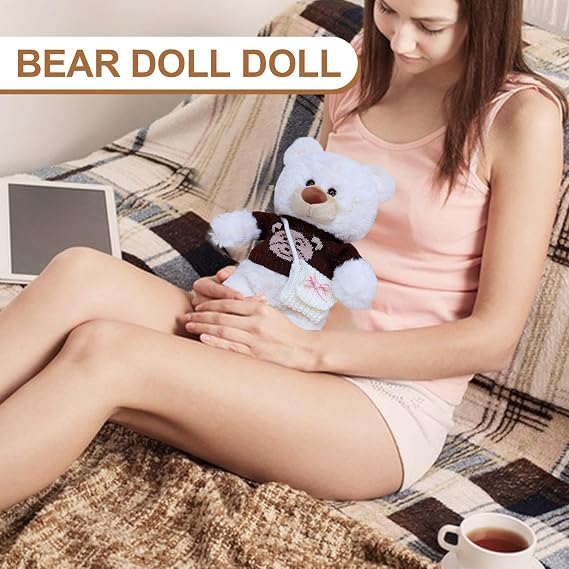 Cute Bear Stuffed Animal with Clothes Cute for Kids' Bedroom