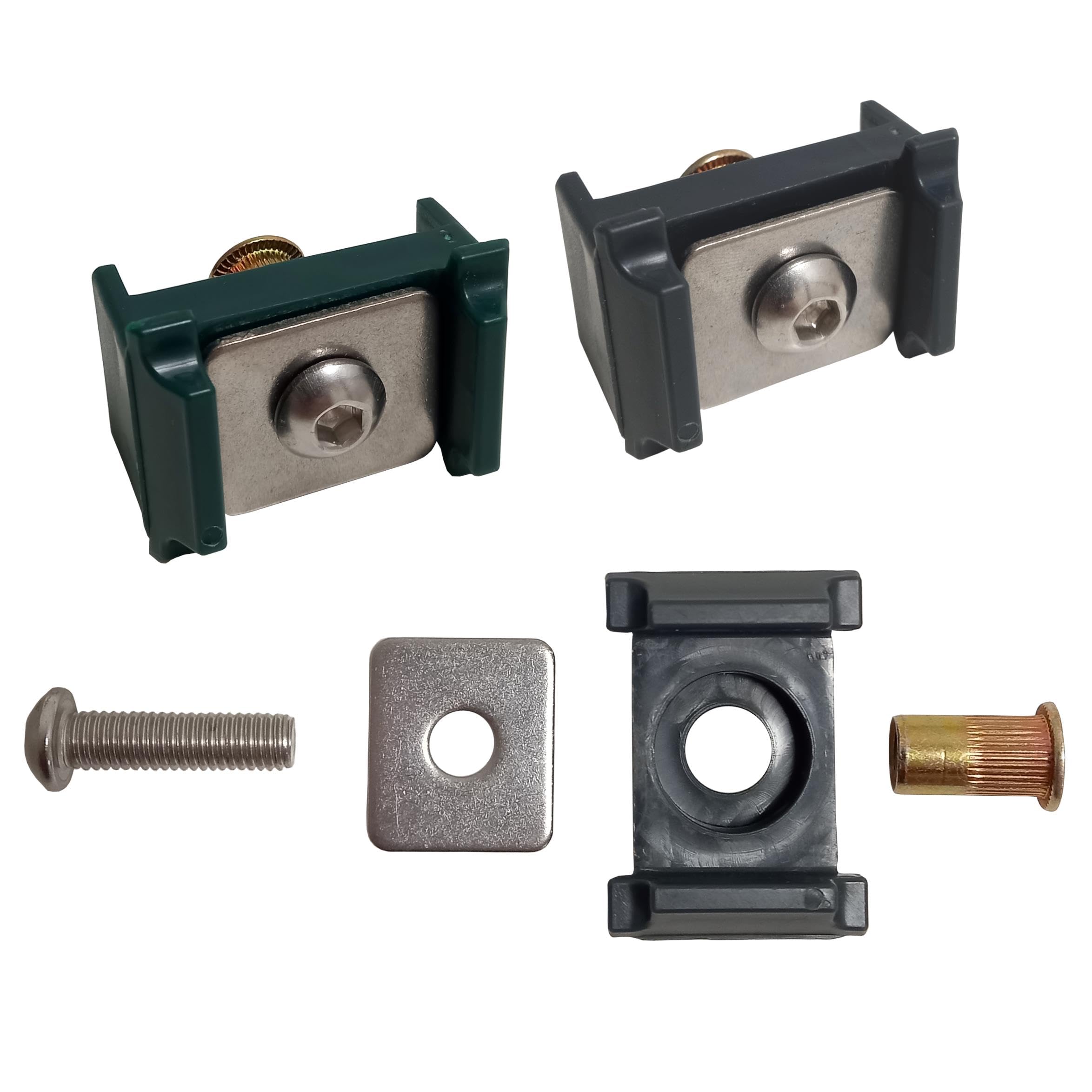 ESTEXO Halter Mattenhalter 10er Set Klemmhalter für Doppelstabmattenzaun Zaun Pfosten RAL 7016