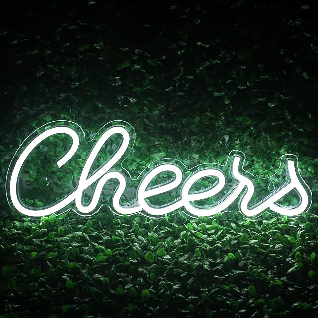 Cheers Neon Signs for Wall Decor White LED Signs Cheers Neon Bar Sign Neon Lights Beer Neon Wall Sign Light Up Signs for Bedroom Home Bar Party Lights