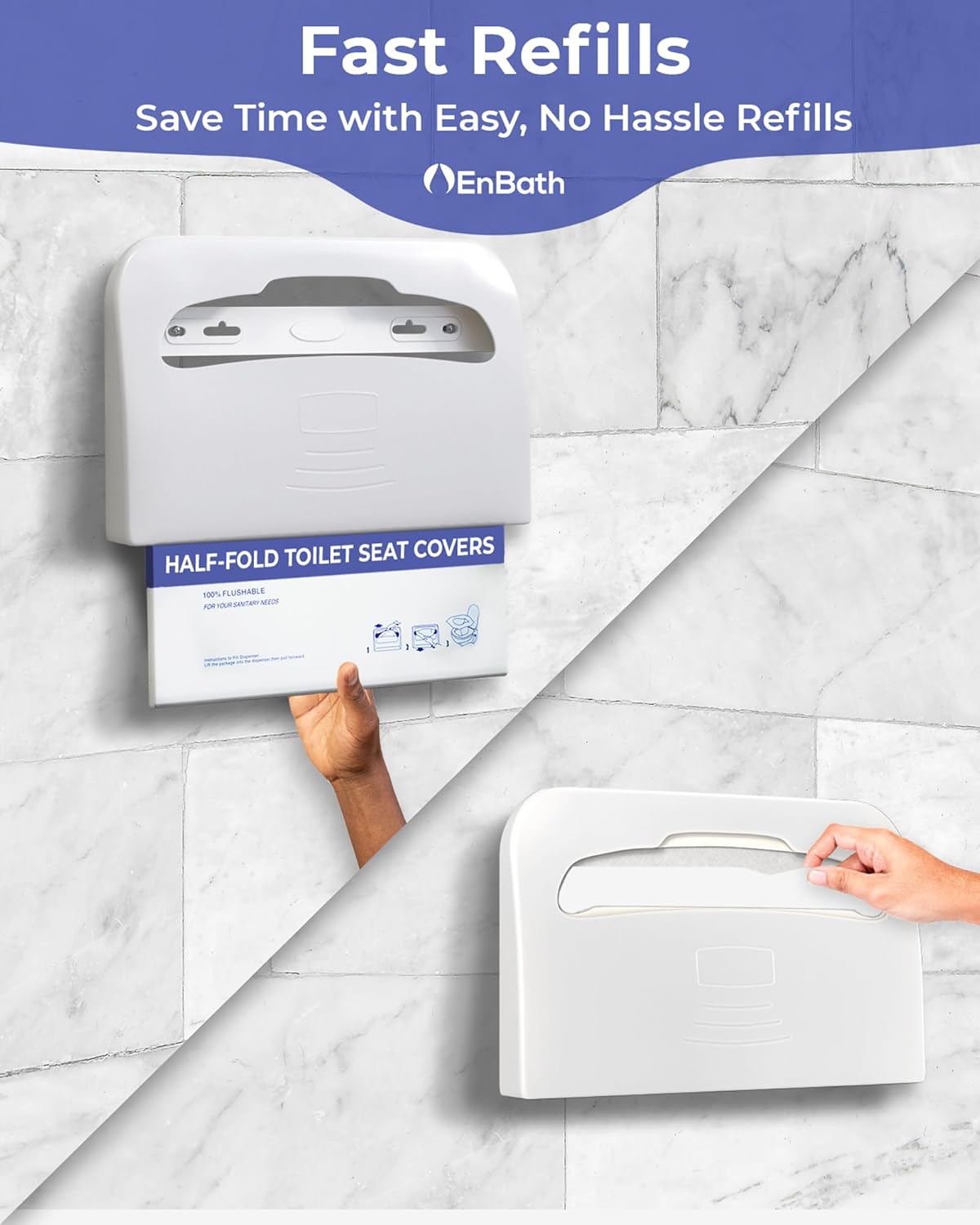 Commercial Toilet Seat Cover Dispenser Wall Mount, White Half-Fold Toilet Seat Cover Holder for Bathroom/Restroom